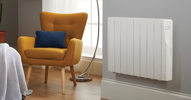 White Oil filled electric radiator wall mounted.